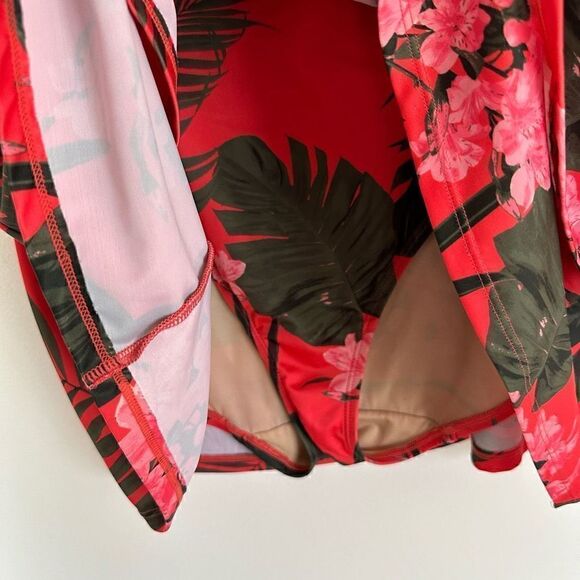 Cacique by Lane Bryant Faux-Wrap Swim Skirt in Coral Botanical Floral - Picture 5 of 10